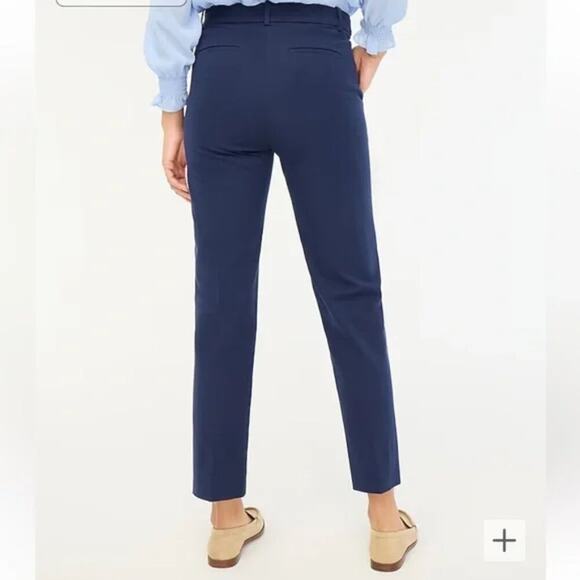 NWOT J. Crew Navy Linen Blend Kallie Pants / Trousers Straight Leg, Size 8 Tall - Picture 3 of 14